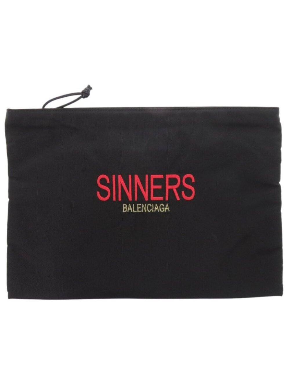 Balenciaga Logo Nylon Black Pouch Clutch